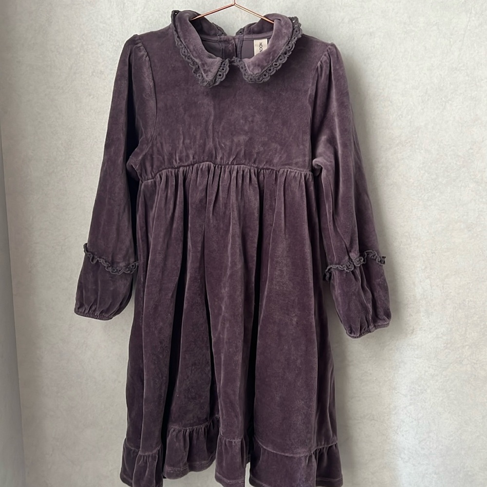 Kids on the Moon purple velvet girls dress long sleeve midi length s 8